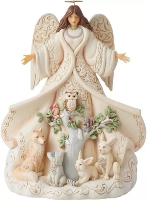 Jim Shore Heartwood Creek Four Seasons White Woodland Angel with Coat Figurine