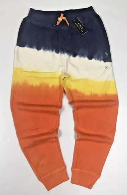 Polo Ralph Lauren Tie Dye Colorblocked Distressed Fleece Jogger Pants Sweatpants 3