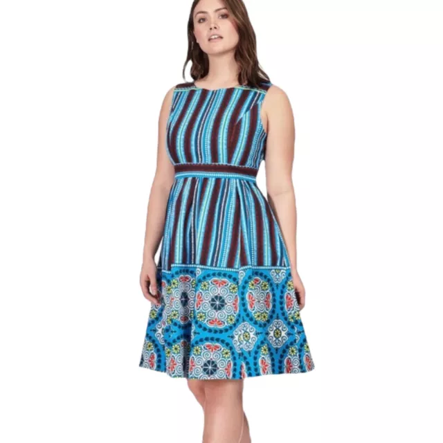 Anthro Plenty by Tracy Reese Size 6 Blue Soweto Sea Breeze Fit Flare Dress