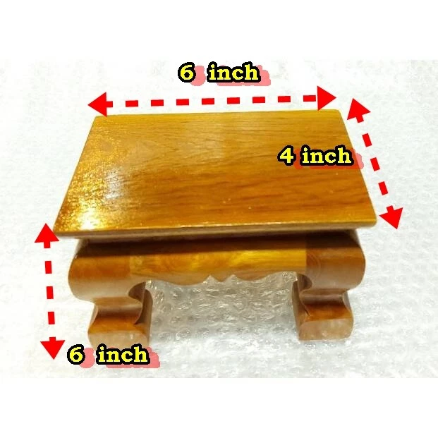 6x4" Altar Table Lacquer Thai Teak Wood Buddha Amulet Mini Worship Handmade