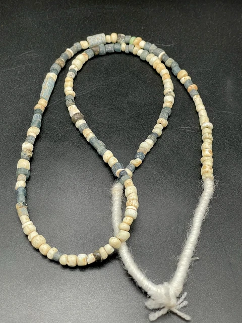 Antique Old Traded Blue color Glass Beads Jewelry Necklace  Mala Roman Glass #sw 3