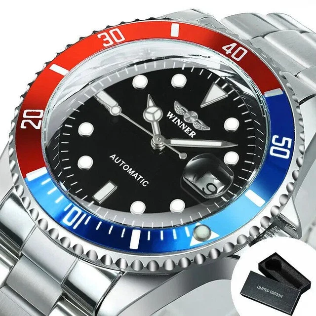 Orologio Subacqueo Automatico Uomo – Zcc – Cassa E Quadrante Rosso – Acciaio