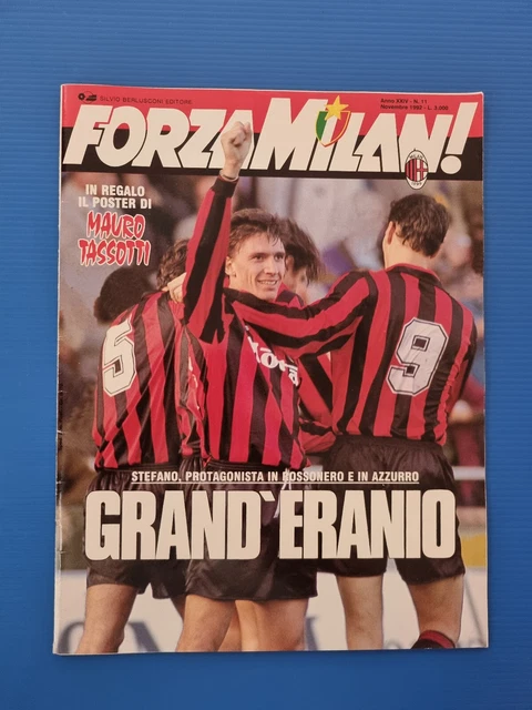Forza Milan N°11 Novembre 1991 - Magazine Vintage Avec Poster Maldini, Gullit, Ancelotti - Coupe D'Europe UEFA 92