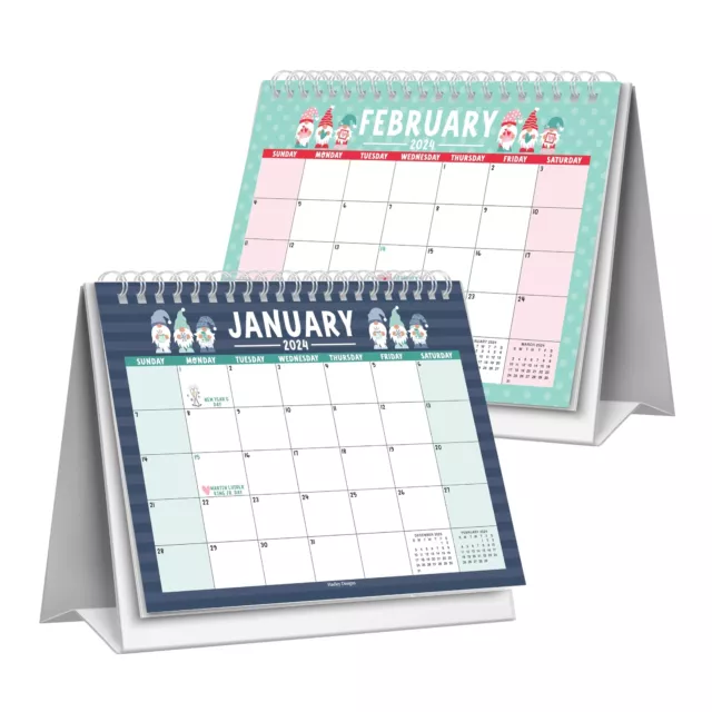 GNOME SMALL DESK Calendar 2025 Standing Flip Small Desktop Calendar