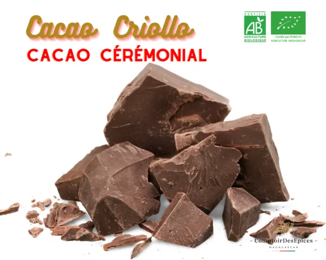 BIO - Masse de Cacao Cérémonial Bio de Madagascar  - Bio ECOCERT-FR-01 (  250g )