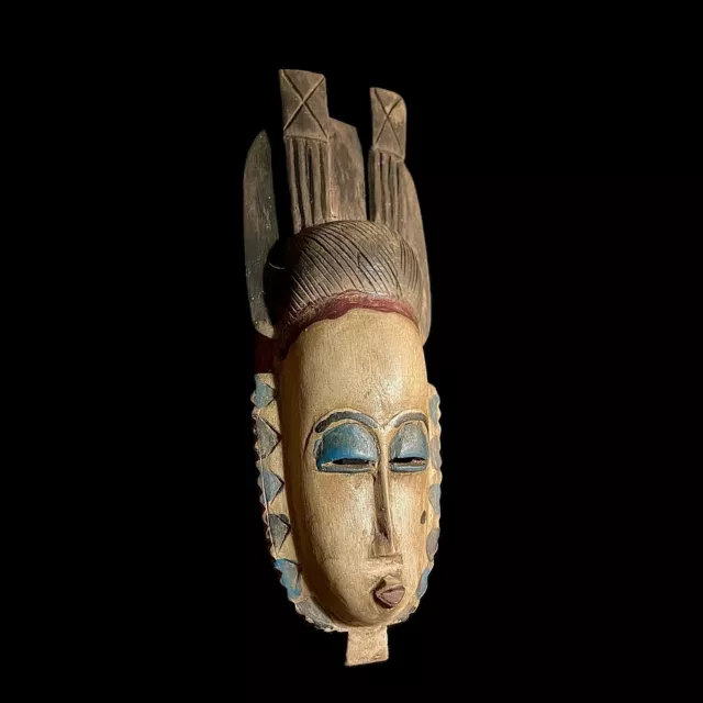 African Mask Antiques Tribal Art Face Vintage Wood Carved Vintage Guro-9975