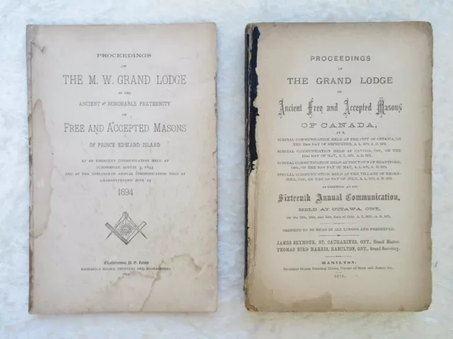 2 CANADIAN FREEMASON PROCEEDINGS Prince Edward Island & Ottawa MASONIC 1871-1894
