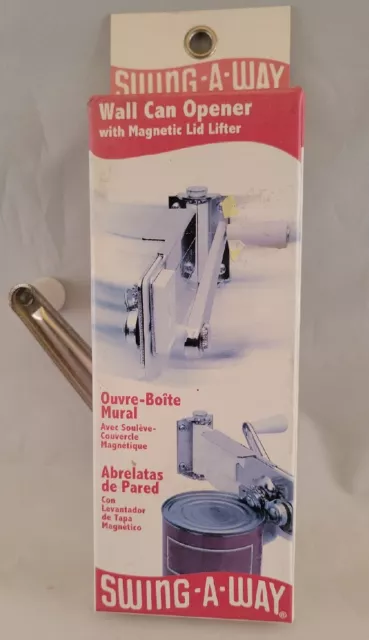 SWING-A-WAY Wall Mount CAN OPENER White Hand Crank Magnet Swing Away AMCO  609WH