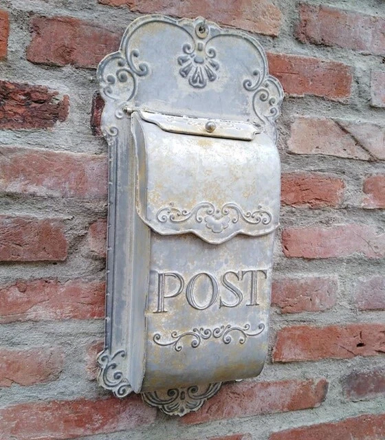 Boîte aux Lettres Beige Style Antique Métal Victorien 51cm Haute Vintage