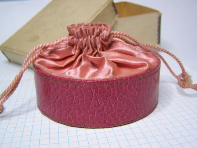 Antique Vintage German Pink Satin & Paperboard Sewing Kit With Contents