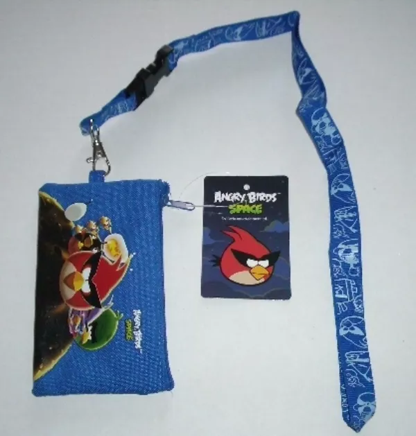 Portefeuille à fermeture éclair sous licence bleu Angry Birds longe rovio porte-insigne d'identité $$