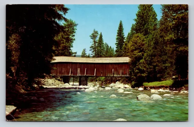 Covered Bridge at Yosemite National Park California Vintage Postcard A166