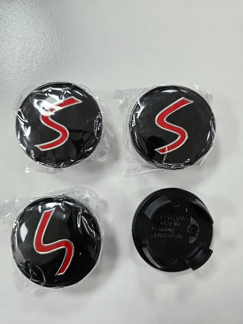 Set of 4 MINI ALLOY WHEEL CENTRE HUB CAPS BADGE BLACK 54mm COOPER ONE S (4pcs)