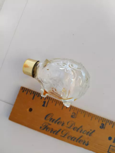 Vintage Hand Blown PIG perfume bottle gold lid cute Avon?