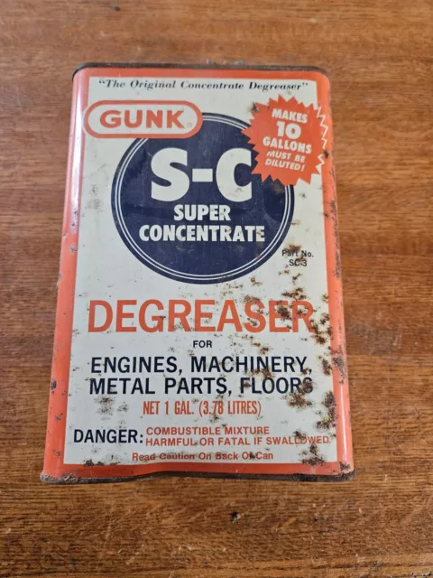 Vintage Advertising Gunk S-C Degreaser Gallon Can, Gas & Oil Collectible, Rusty