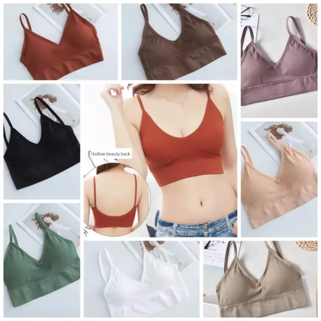 8pcs Women's Seamless Camisole Low Back Crop Top Sexy Stretchy Bralette Ribbed