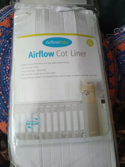 Nice Airflow 4 Sided Cot Mesh Liner,35Cm,White,Vgc