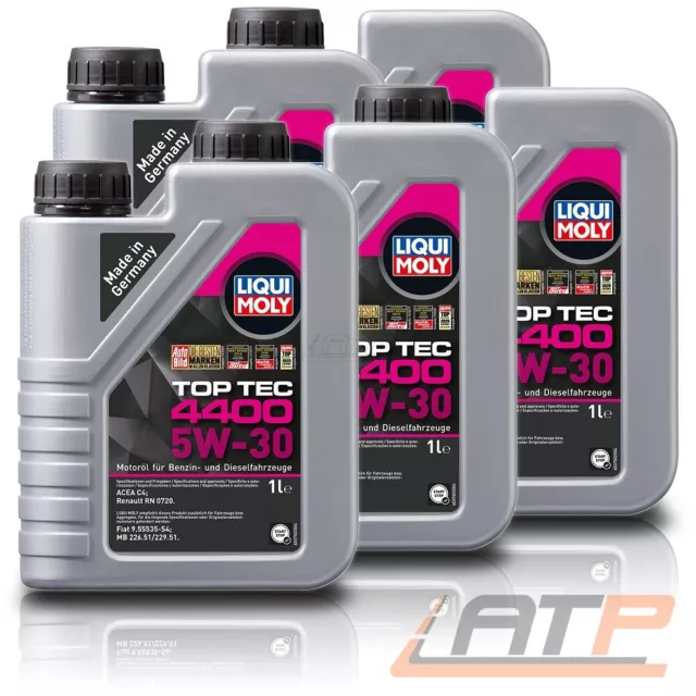 5x 1 L LITER LIQUI MOLY TOP TEC 4400 5W-30 MOTOR-ÖL MOTOREN-ÖL 32295212