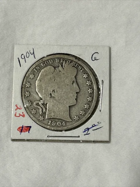 1904 P Barber Silver Half Dollar