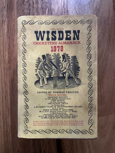 WISDEN cricketers almanack 1978 115th edition by Norman Preston HCDJ