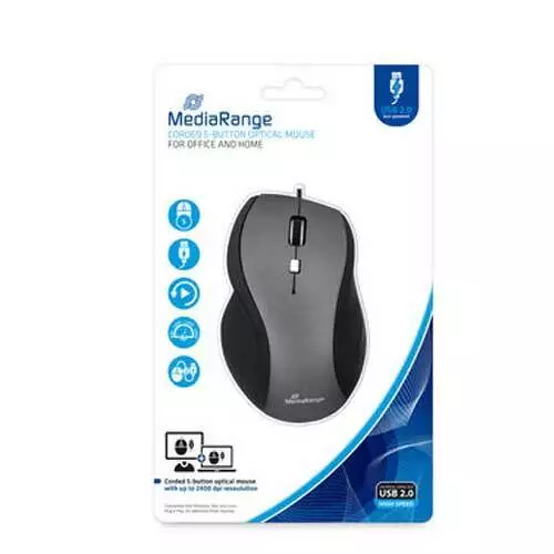 MediaRange Computer Maus Office & Home kabelgebunden 5-Tasten 2400 dpi optisch