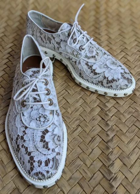 GIVENCHY Nika Womens Lace Up White Derby Studded Shoes Size 36 EU | 3 UK | 6 US 3