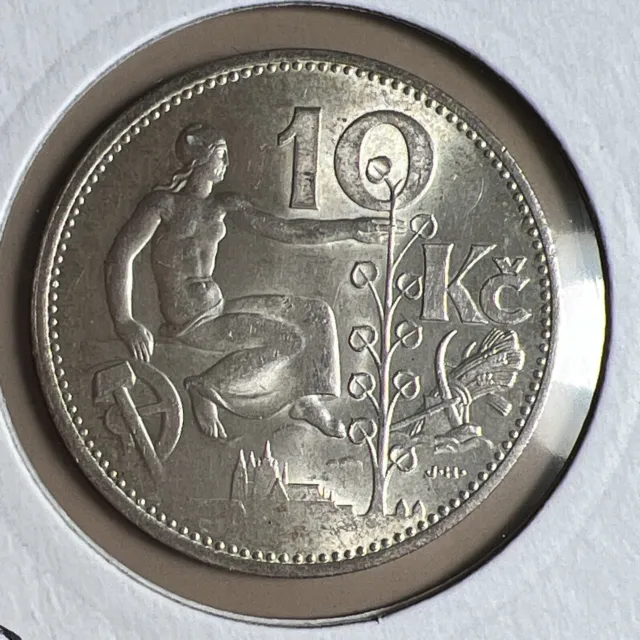 1932 Tschechoslowakei Silber 10 Kronen.