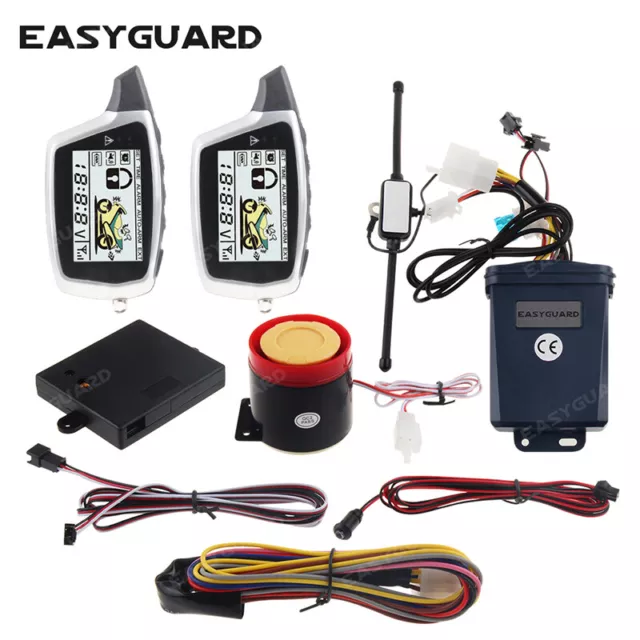 EASYGUARD 2 way LCD display motorcycle alarm remote engine start shock warning