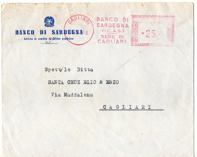 MECCANICA ROSSA , 1958 , Banco di Sardegna , per Cagliari. EUR 5,00