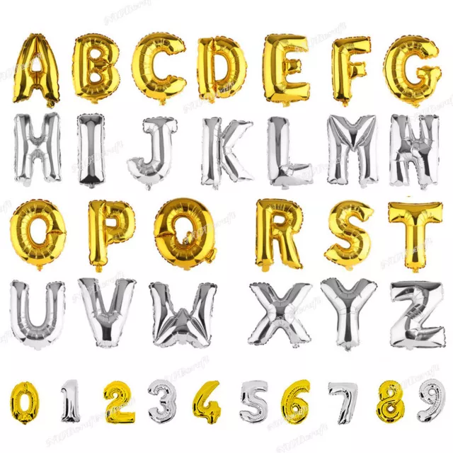 40" Giant Foil Balloons Letter & Number A-Z 0-9 Large Helium Gold Silver Décor