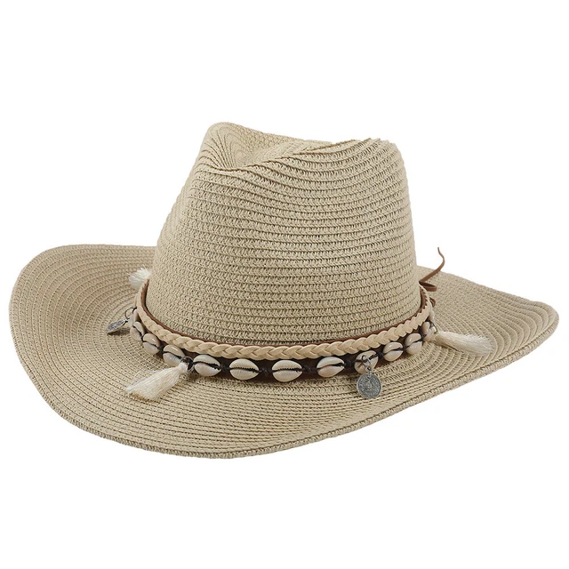 Beach Sun Hat  Brim Hat Cowboy Sun Hat Breathable Women Summer Straw Hats