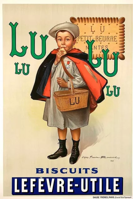 Poster Manifesto Locandina Pubblicità Stampa Vintage Biscotti Francesi Lefevre