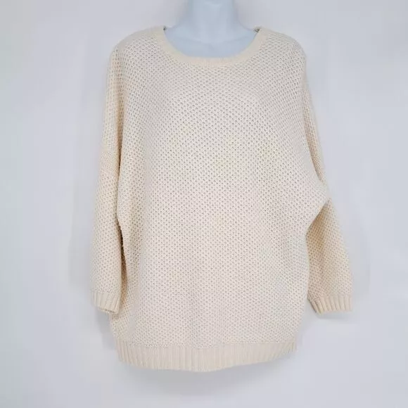 Ted Baker London Winter White Viscose Wool Blend Textured Knit Sweater