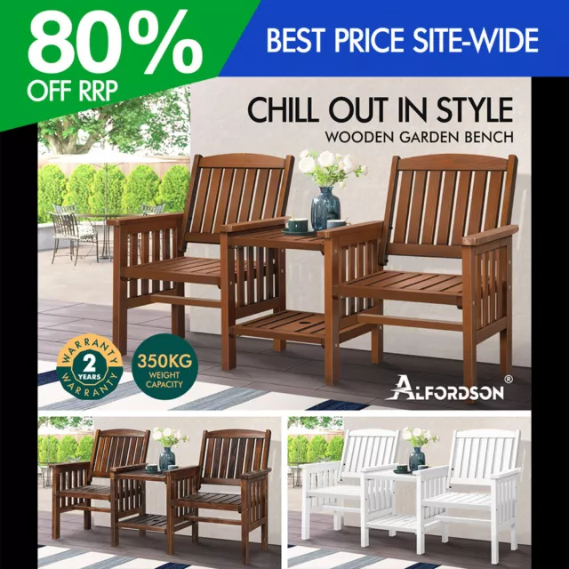 ALFORDSON Wooden Garden Bench Loveseat Outdoor Chairs Table Set Patio Furniture