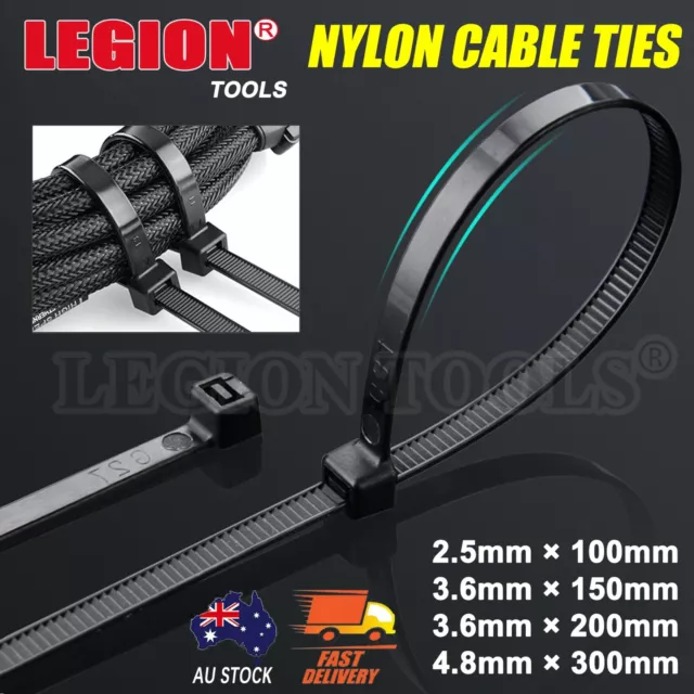 Cable Ties ZipTie Black Nylon UV Stabilised Electrical Wire Bundle 4 Sizes