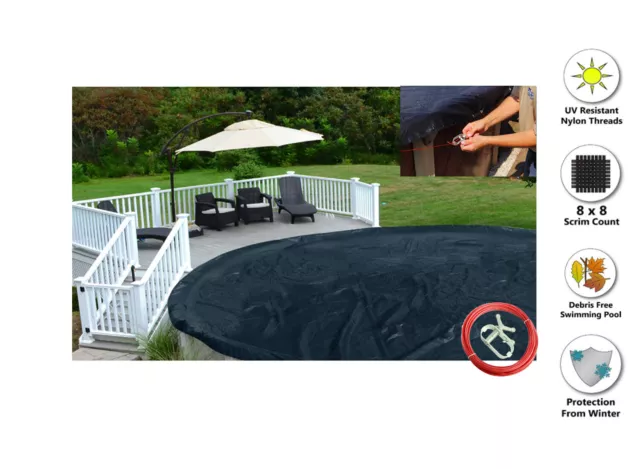 Round Deluxe Reversible Above-Ground Swimming Pool Winter Cover (Various Sizes)