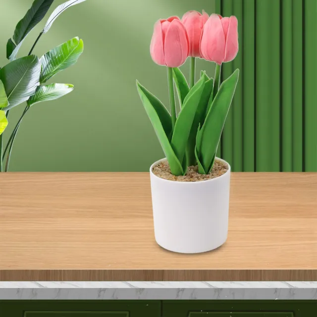 Petit Faux Plantes Mini Artificiel en Pot Fleurs Tulipe for Maison Bureau Décor