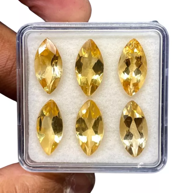 VVS 6 Pcs Natural Citrine 14x7mm Marquise Cut Loose Untreated Gems Wholesale Lot