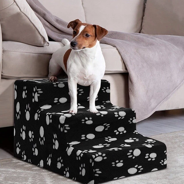 Haustiertreppe Hundetreppe Katzentreppe Tiertreppe mit Plüschbezug 45x35x30cm