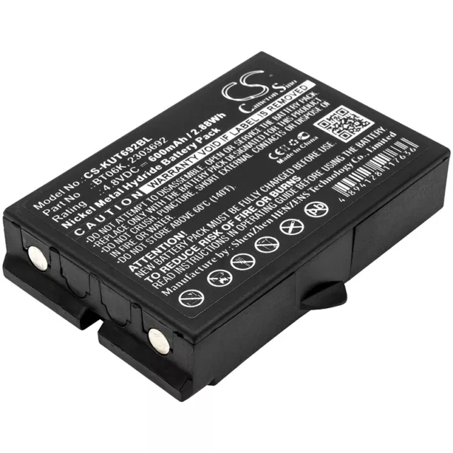 600mAh Battery for IKUSI RAD-TF transmitters Black 2303692 BT06K 4.8V Ni-MH