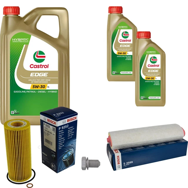 Kit Vidange Complet BMW 530D E60 155KW - 8L CASTROL EDGE 5W30 + 4 Filtres BOSCH - Neuf