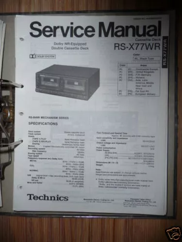 Techniques Manuelles de Service RS-X77WR Cassette Deck, Original