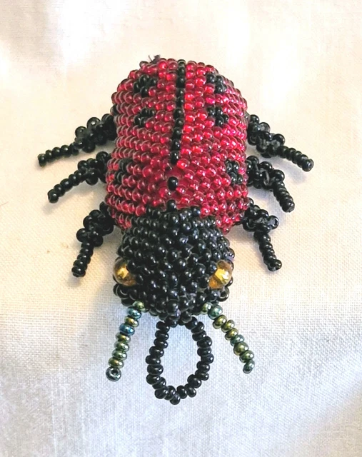 Broche Coccinelle Rouge Et Noir Argenté - 3,2 Cm, Neuve Sans Emballage