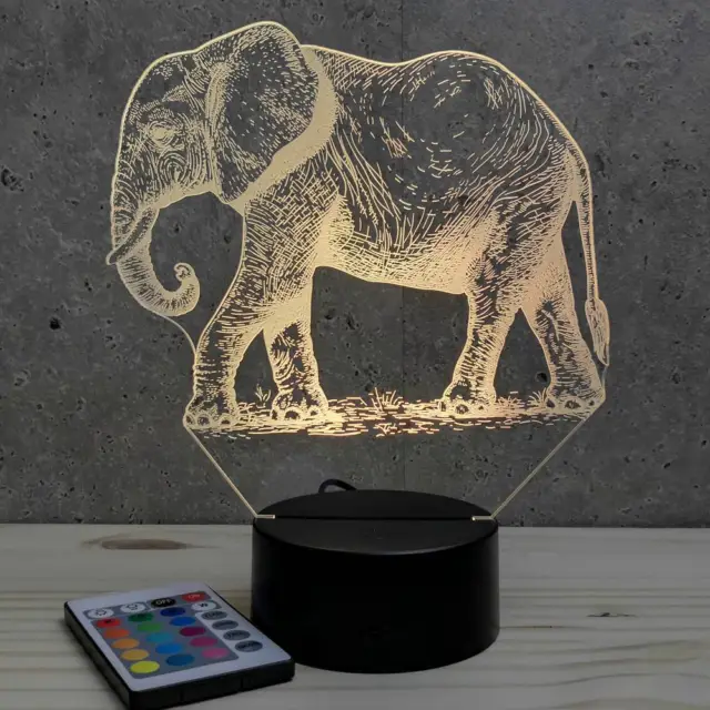 Lampe de chevet veilleuse 3D Éléphant avec télécommande - Cadeau anniversaire...