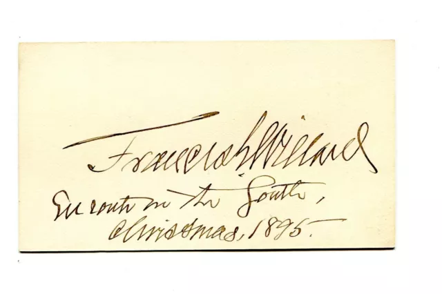 Autograph FRANCIS E WILLARD Signature on card 1895 WCTU Temperance Suffragette