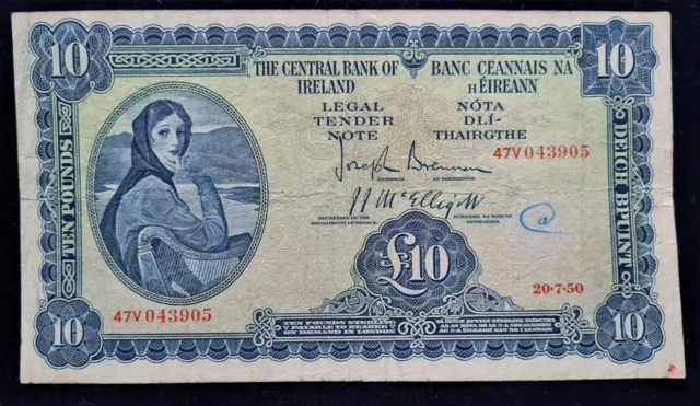 Ireland  £10 pounds Lady Lavery 1950 Banknote