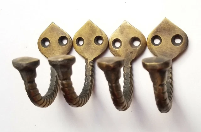 5 x Solid Brass Antique Style Single Coat Hat Towel hooks #C6 3
