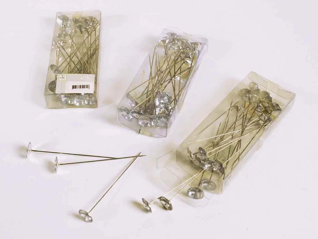 Alfileres de diamante, alfileres con diamante L: 7cm, 72 piezas, vidrio/metal