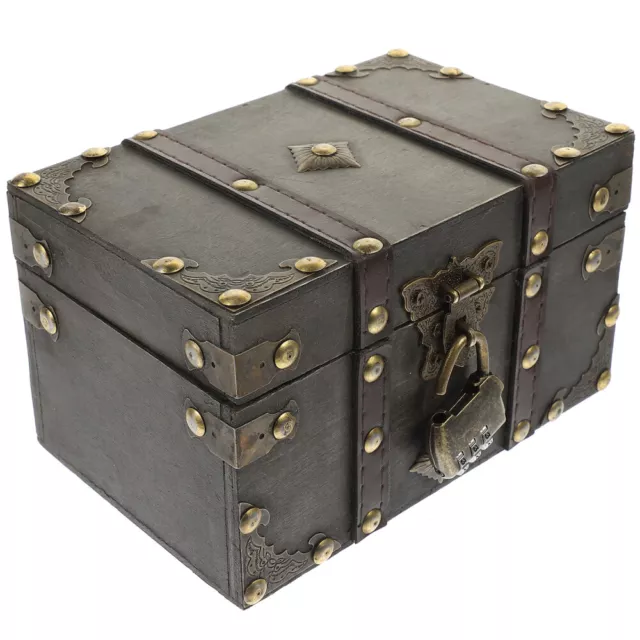 Vintage Wooden Treasure Chest with Lock - Large Size-