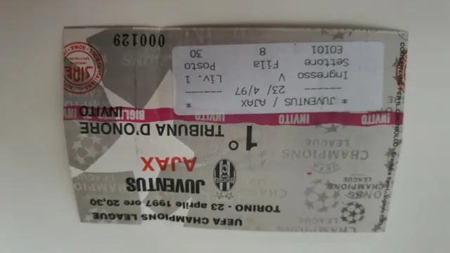 Biglietto Uefa Champions League 1997 Juventus - Ajax Ticket